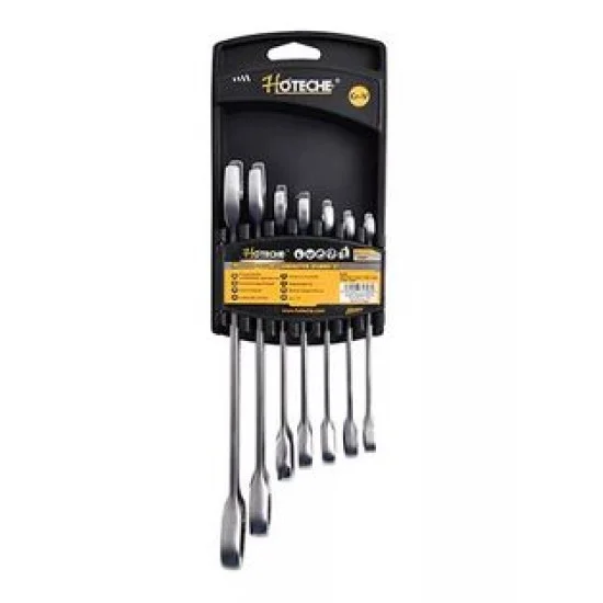 Hoteche 192601 7Pcs Fixed Ratchet Combination Spanner Set