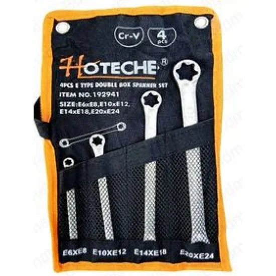 Hoteche 192941 4pcs E-Type Double Box Spanner Set