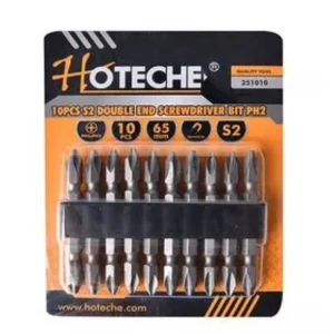 Hoteche 251010 10pcs S2 Double End Screwdriver Bit PH2 x 65mm