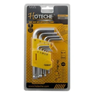 HOTECHE 260408 9 Pcs Short Hex Key Wrench Set with Ball End