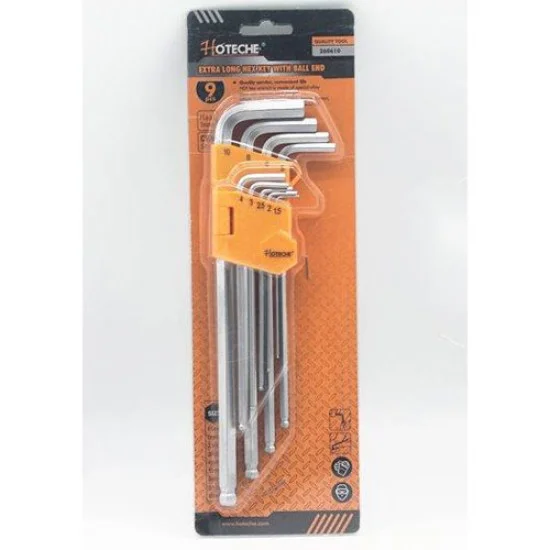 HOTECHE 260610 9 Pcs Extra Long Hex Key Wrench Set with Ball End