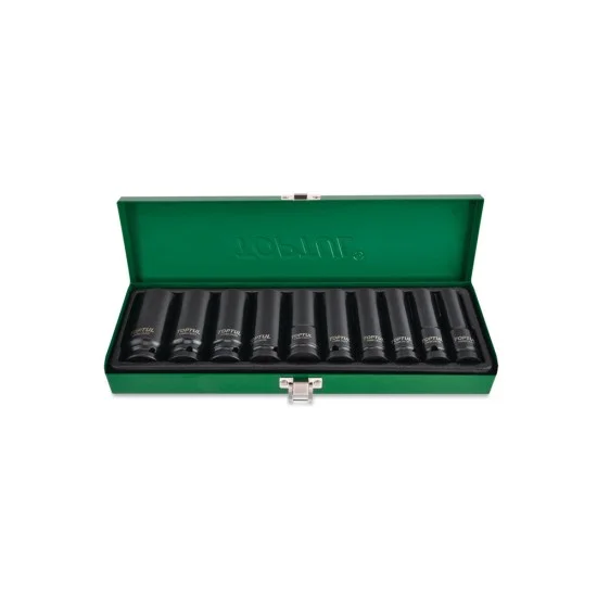 Toptul GDAD1002 10pcs Flank Deep Impact Socket Set 1/2''