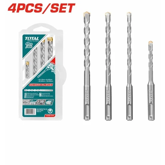 Total TACSD1945 4Pcs Hammer Drill Bits Set
