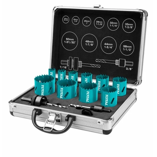 Total TACSH1121 12 Pcs Bi-metal Hole Saw Set