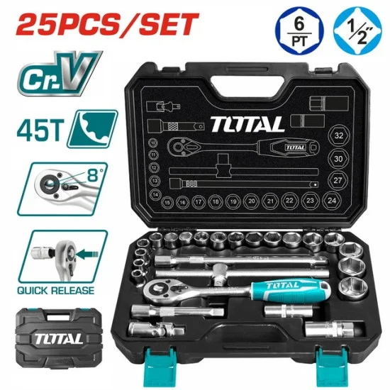 Total THT121251 25Pcs 1/2' Socket Set