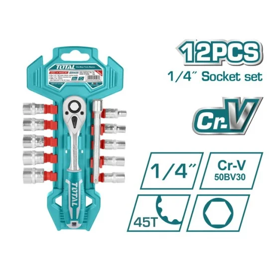 Total THT14114126 12Pcs 1/4'' Socket Set
