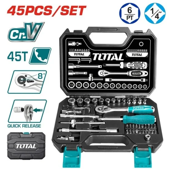 Total THT141451 45Pcs 1/4' Socket Set