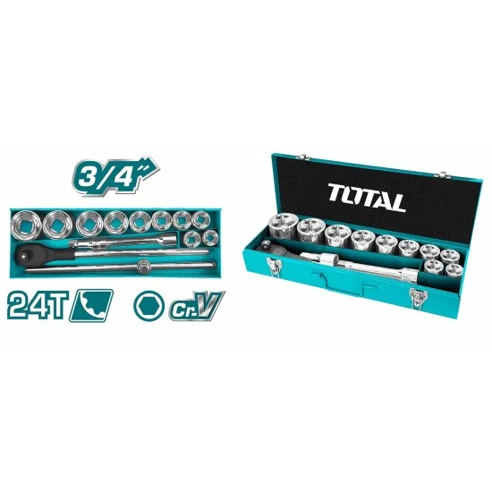Total THT341151 15Pcs 3/4' Socket Set