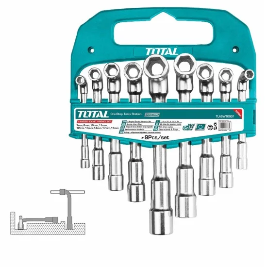 Total TLASWT0901 9pcs L-Angled Socket Wrench Set