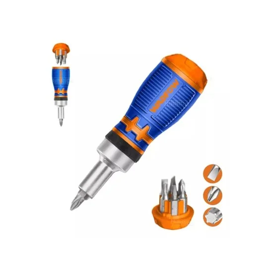 Wadfow WSS8608 8 in 1 Stubby Ratchet Screwdriver Set
