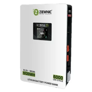 Ziewnic Li-Wall 5.12kWh Lithium Battery Power Bank 51.2V 100Ah