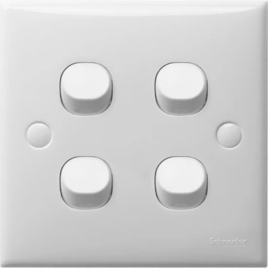 E‐Series E34/1/2A 10AX 4 Gang 1 Way Switch