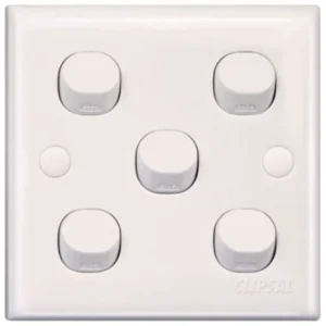 E‐Series E35/1/2A 10AX 5 Gang 1 Way Switch