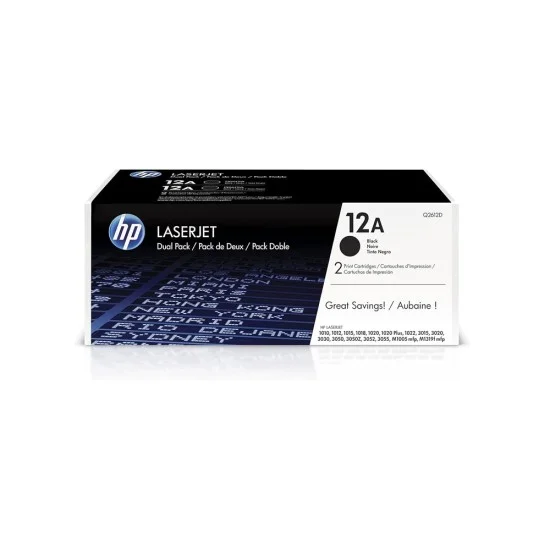 HP 12A 2-pack Black Original LaserJet Toner Cartridges Q2612AD