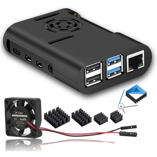 Raspberry Pi 4 Case, with Cooling Fan and Heatsink