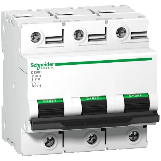 Schneider C120H C Curve 3 Pole Miniature Circuit Breaker