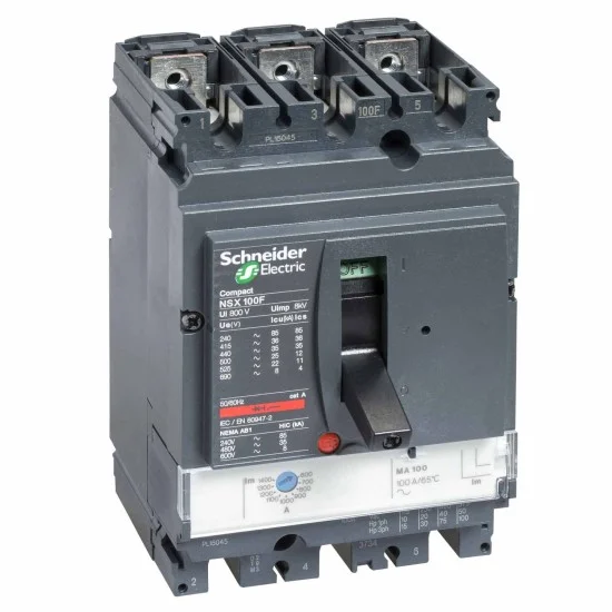 Schneider NSX100N MA 6.3A 3Pole Compact Circuit Breaker