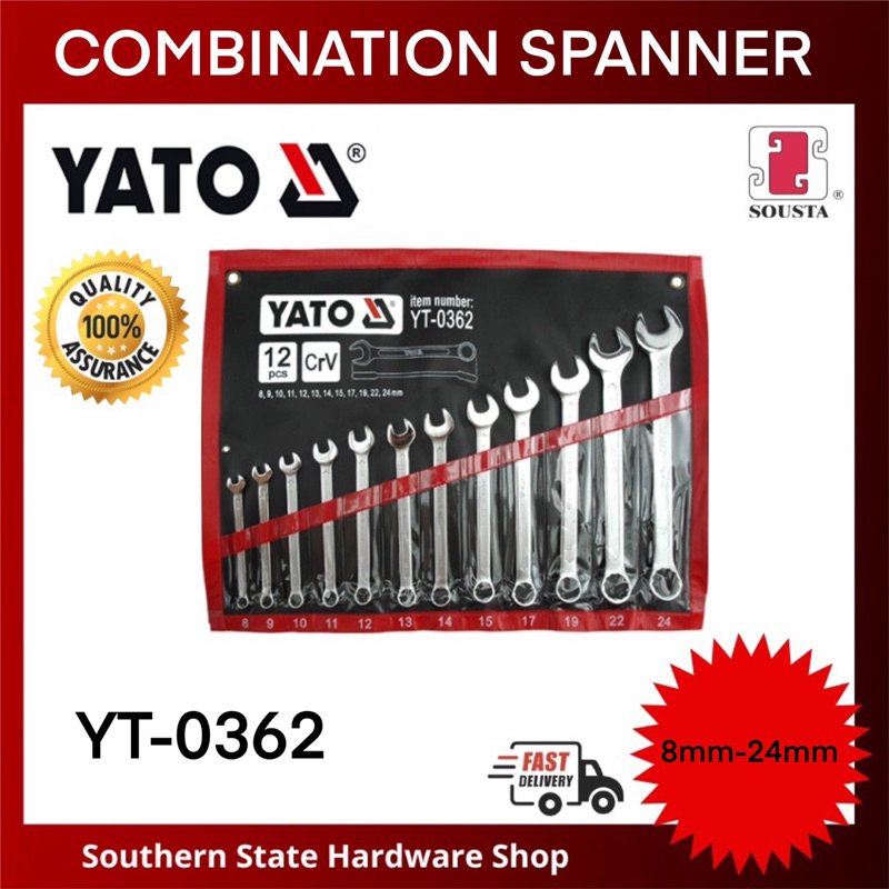 YATO COMBINATION SPANNER SET 8-24MM 12PCS