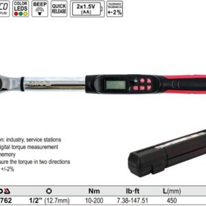 YATO DIGITAL TORQUE WRENCH 1/2"D 10-200N.m