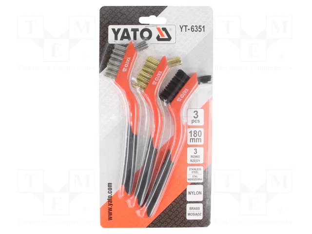YATO WIRE BRUSH SET 3PCS 3X7 ROWS 180MM